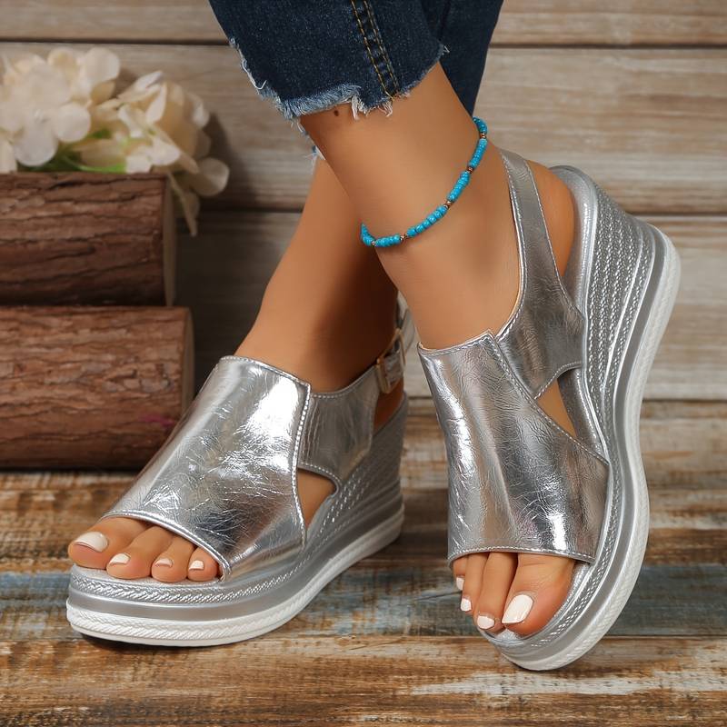 Braylee - Women’s Metallic Slingback Platform Sandals