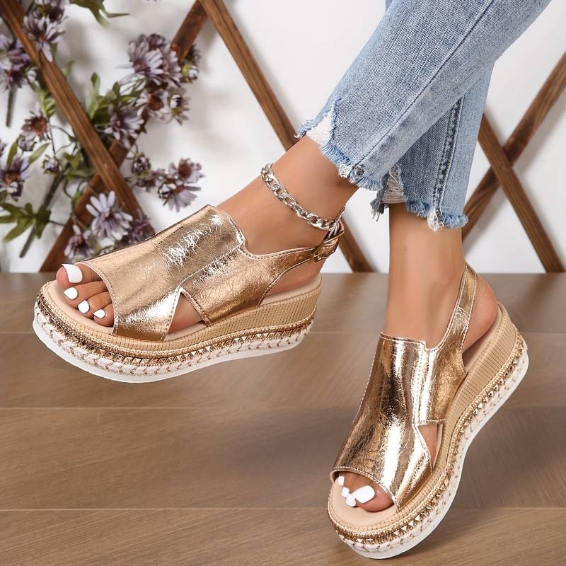 Braylee - Women’s Metallic Slingback Platform Sandals