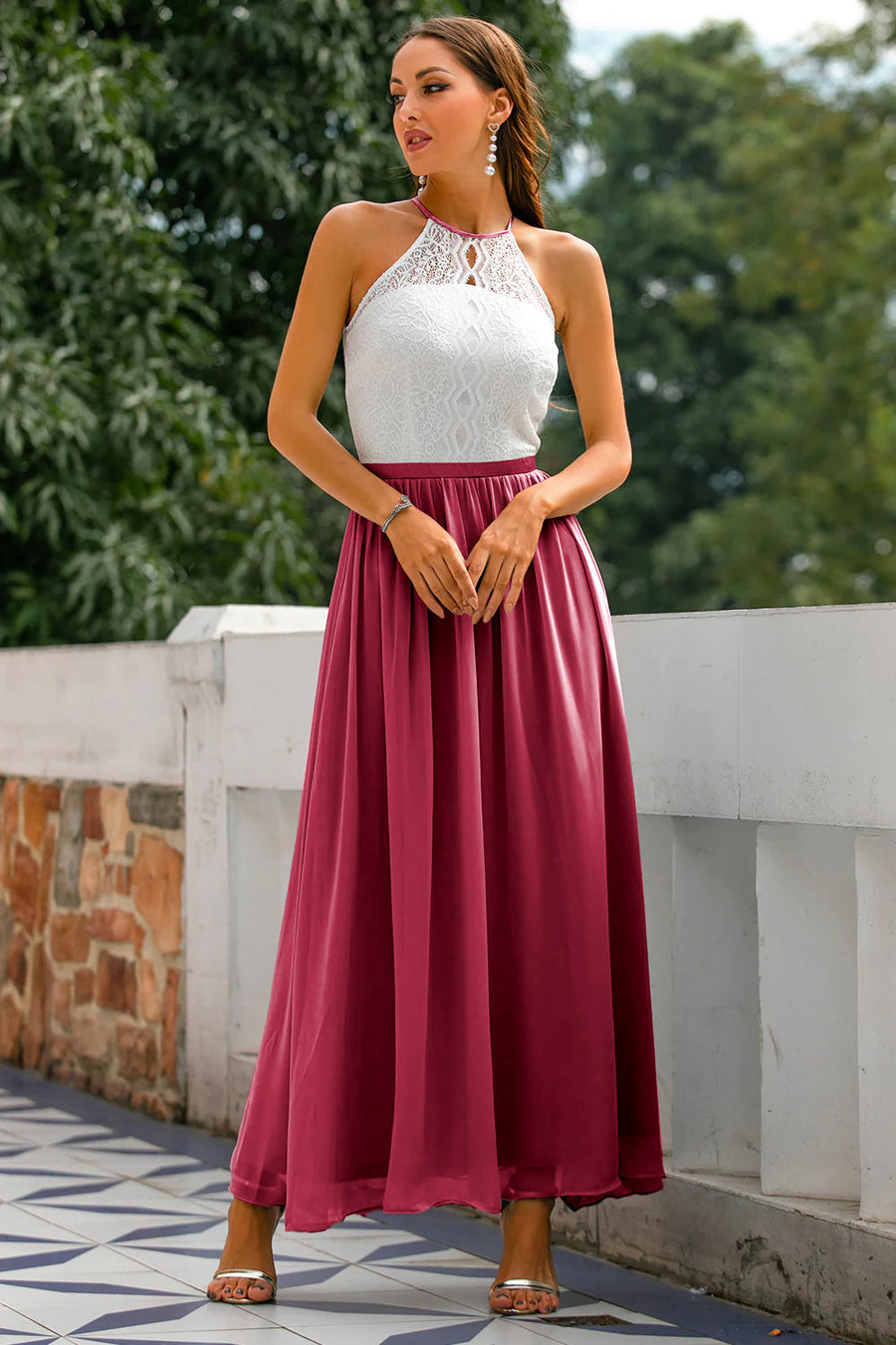Janiyah - Women's Wedding Guest Dress Halter Maxi