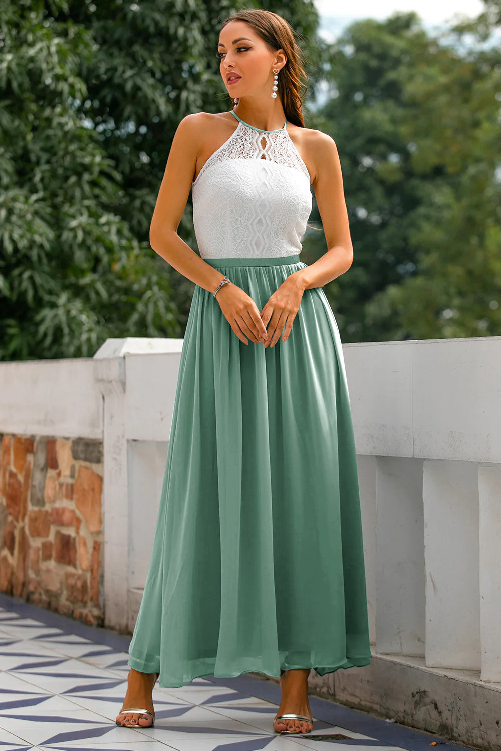 Janiyah - Women's Wedding Guest Dress Halter Maxi