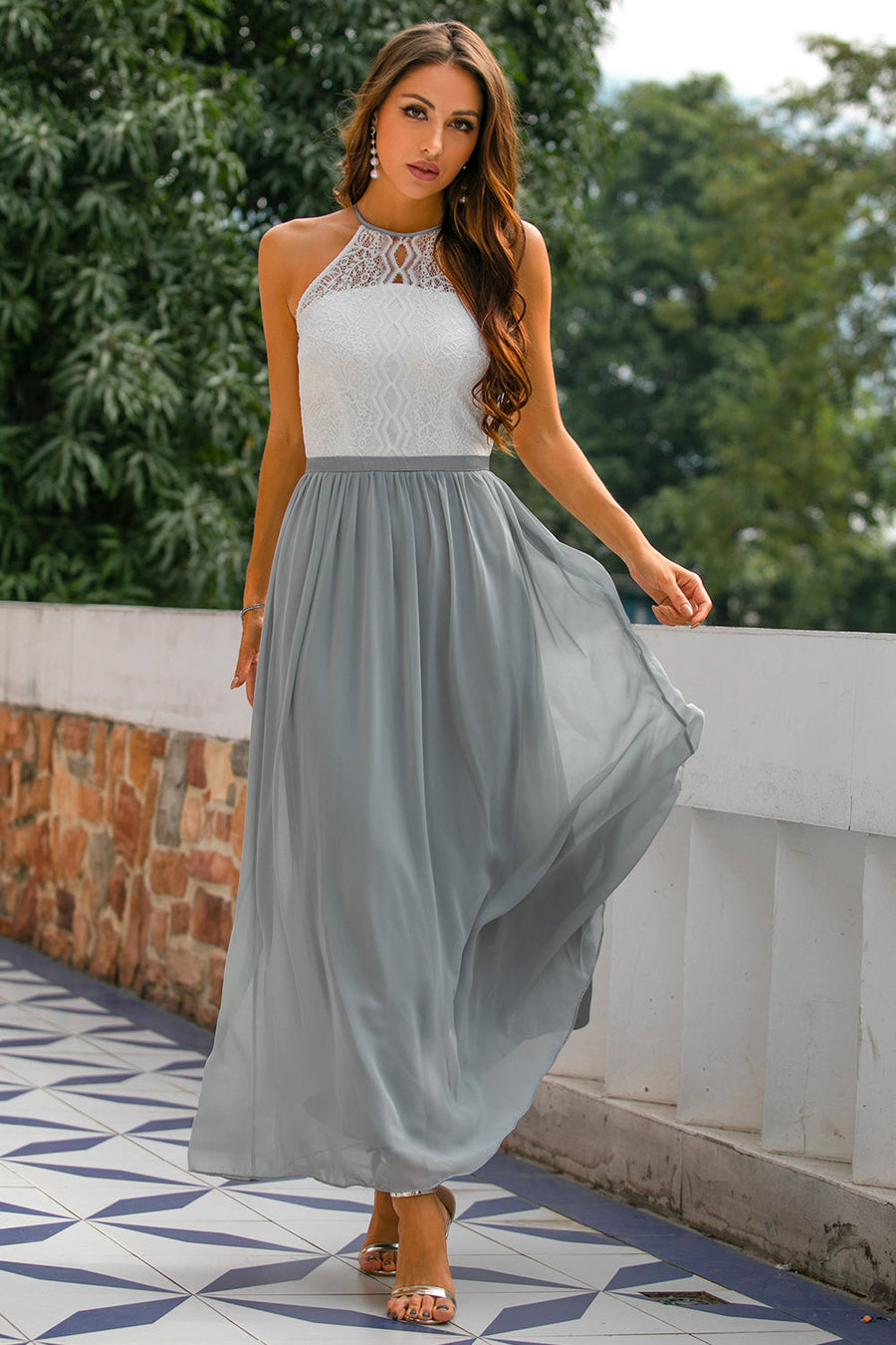 Janiyah - Women's Wedding Guest Dress Halter Maxi